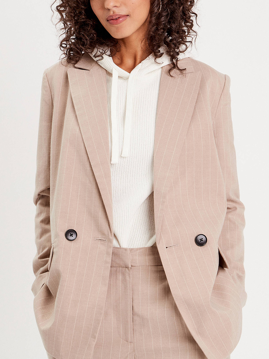 Veste blazer boutonnée sable femme