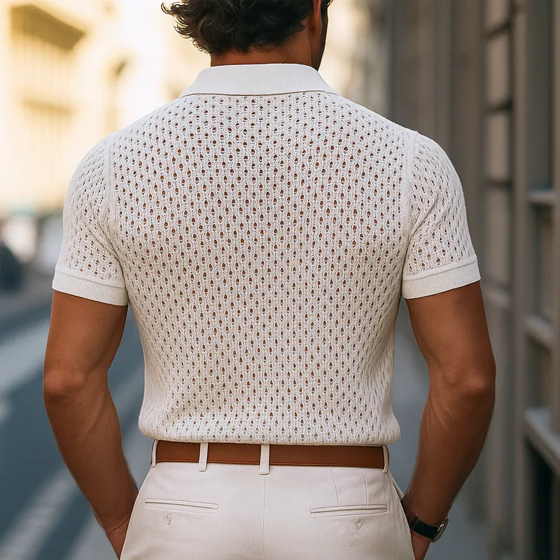 Easygoing Short Sleeve Collared Knit Shirt
