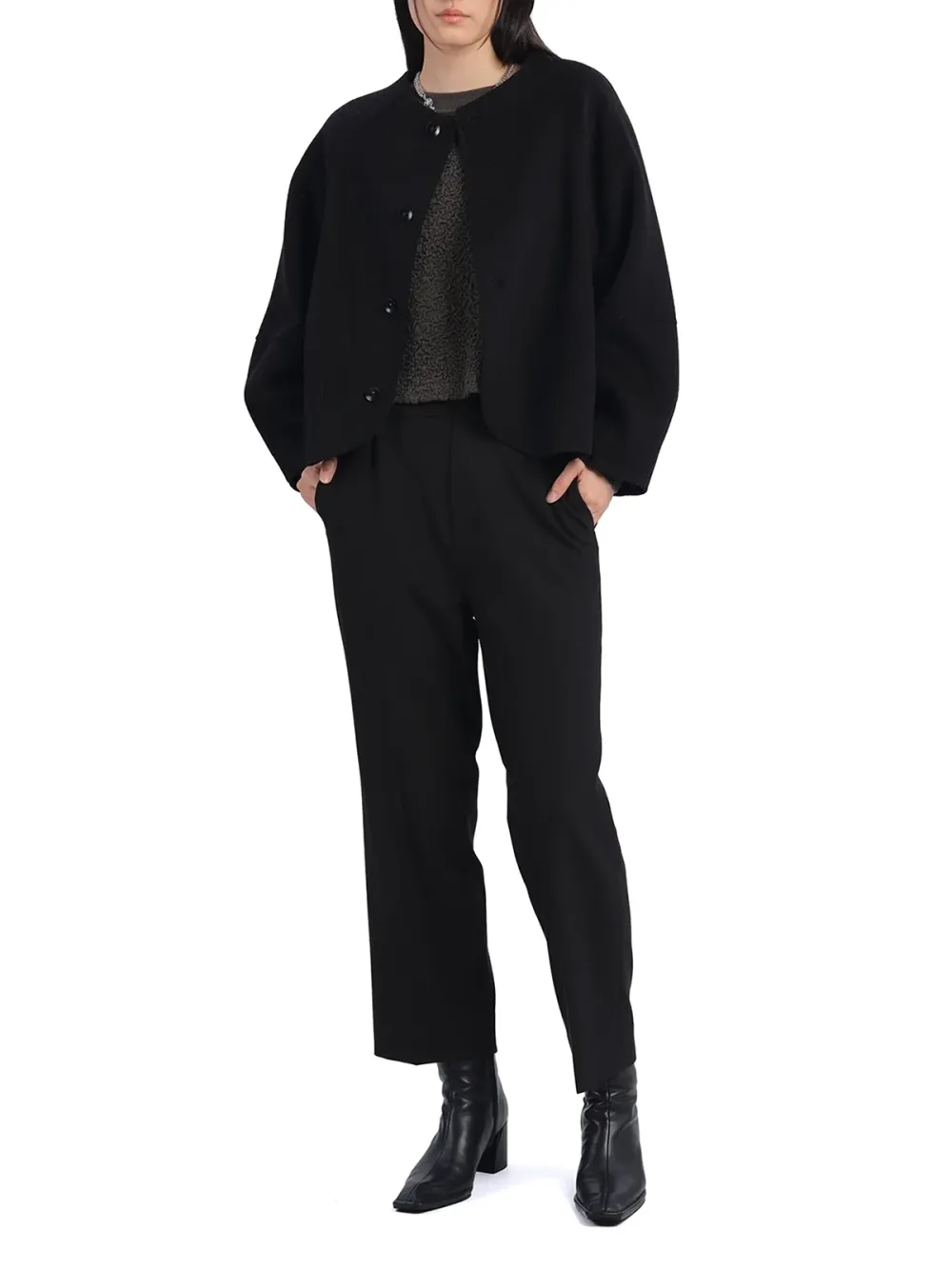 Cropped Wool Blend Jacket