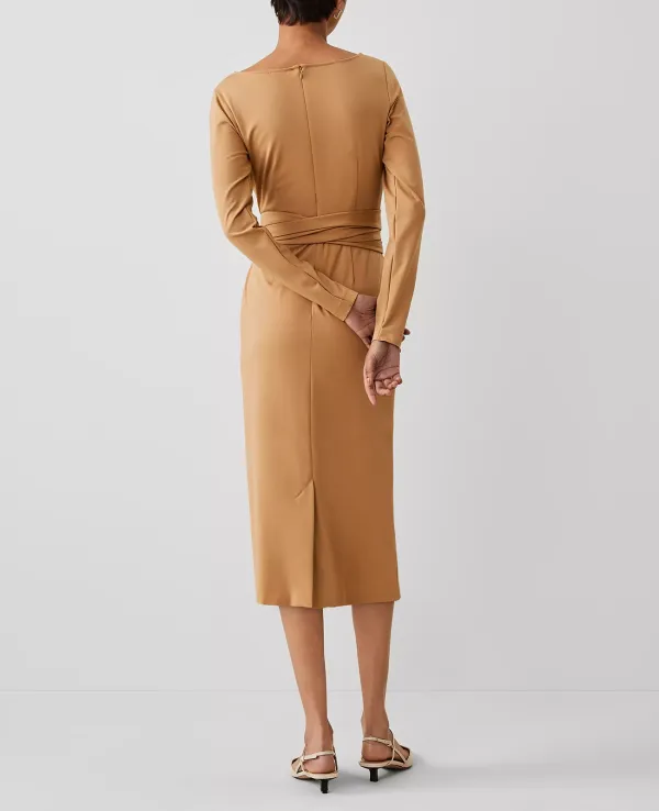 Knit Tie Waist Sheath Dress