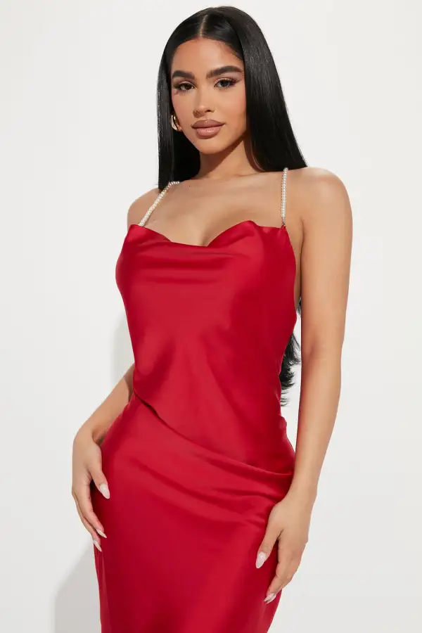 Kate Satin Maxi Dress - Red