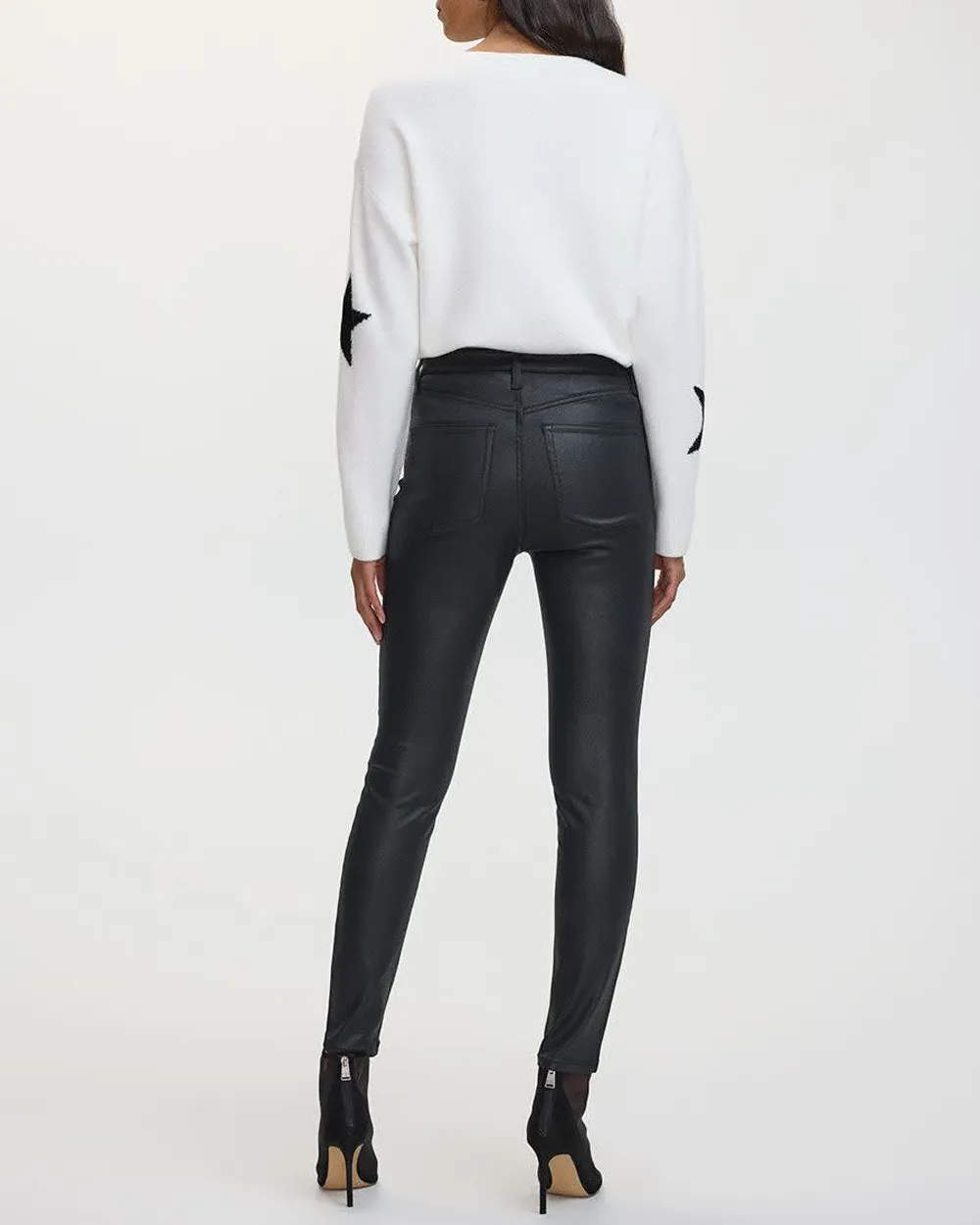 Skinny-Leg High-Rise Coated Pants