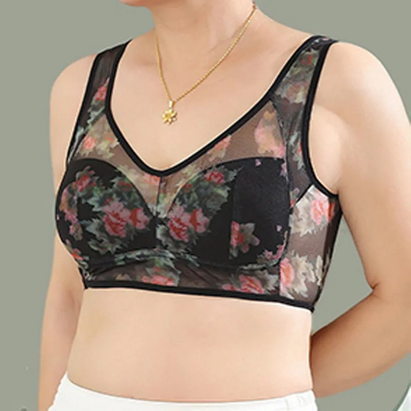 Mesh Wireless Bra Flower Bra