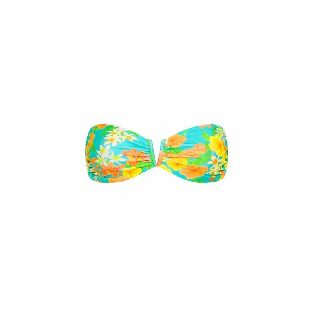 Floral Strapless Bow Front Bikini Top