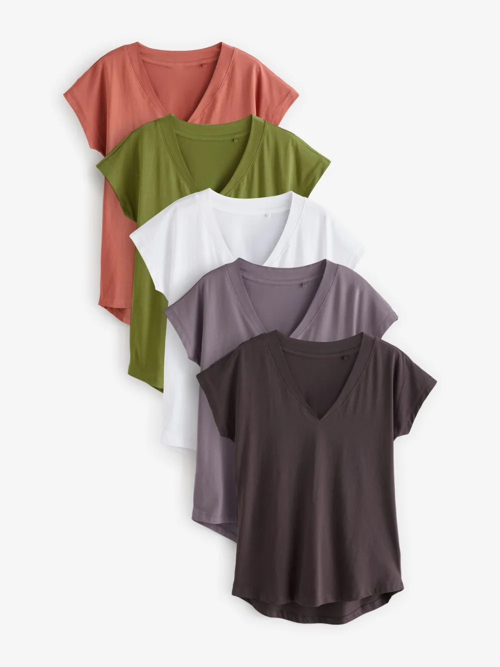 V-Neck Tops Pack Of 5 Cotton T-Shirts