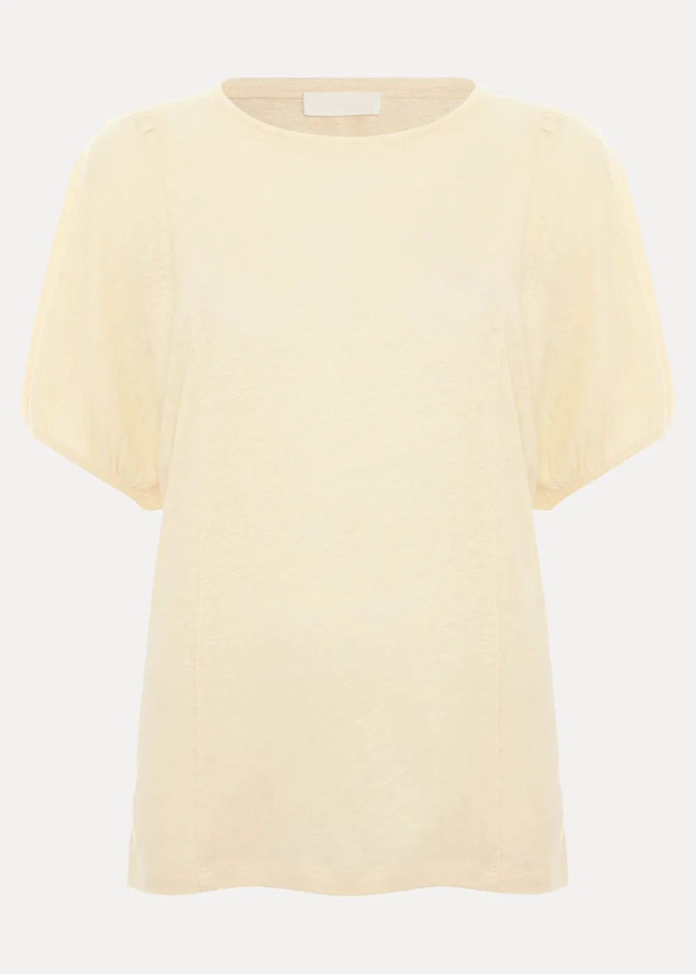 Casual All-Match Solid Color Linen Women's Round Neck Top