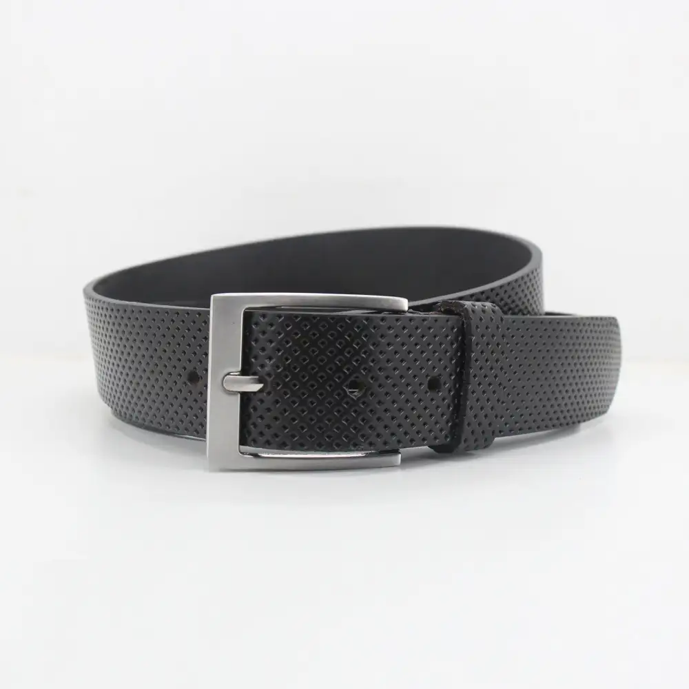 Perforated Metal Buckle Leather Belt