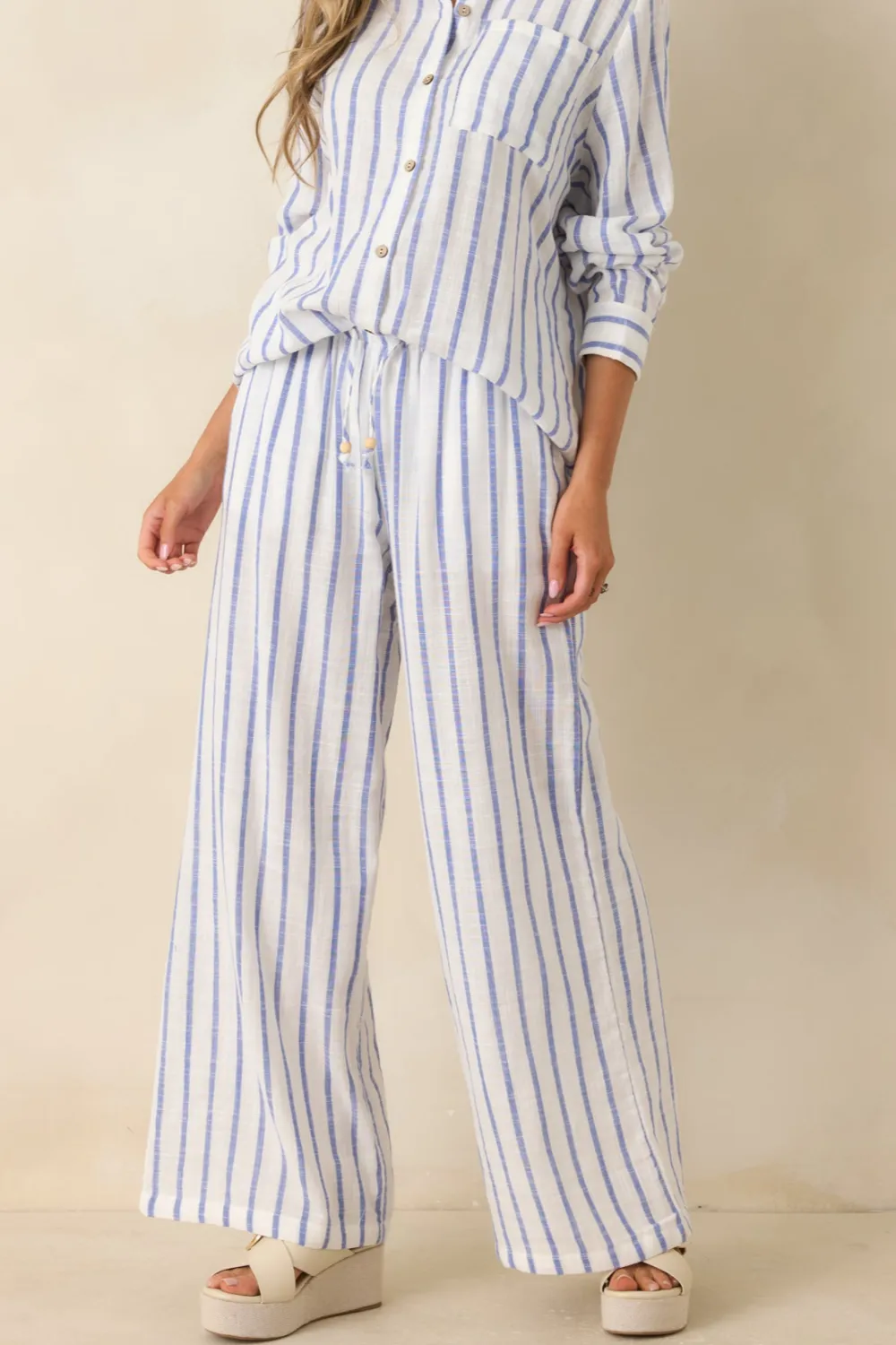 Sunshine Stripe Gauze Cotton Wide Leg Pants