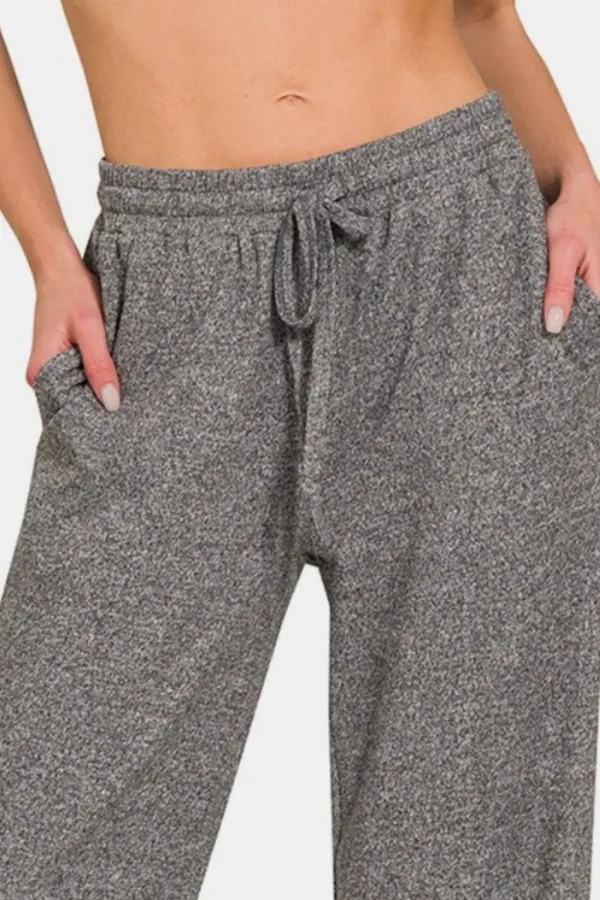 Drawstring Wide Leg Pants With Side Pockets