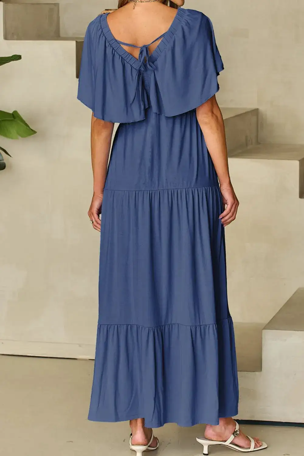 Relaxed Ruffle Trim Maxi Dress
