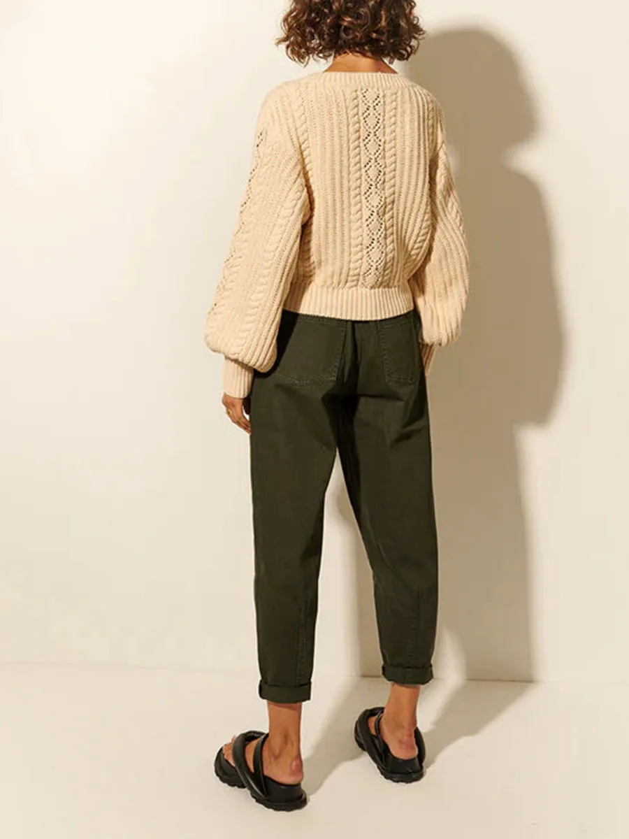 Cream Textured Knit Sweater