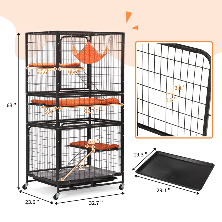 Deboy Cat Cage Playpen with Universal Wheels