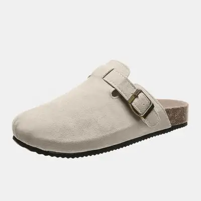 Buckle Suede Slides