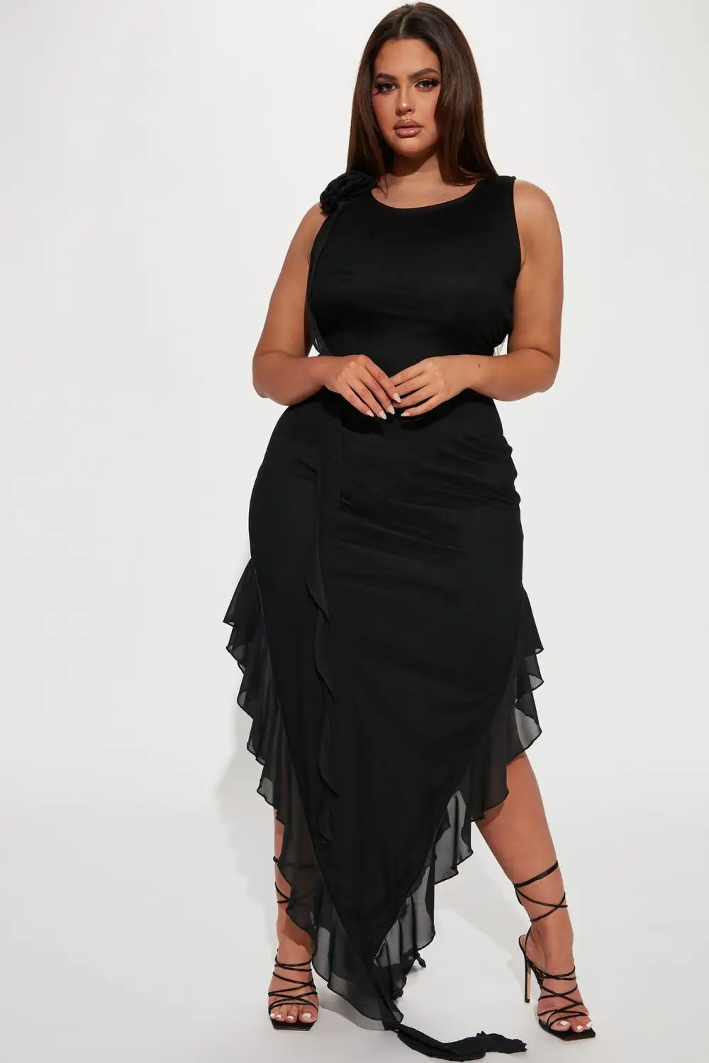 Paris Runway Mesh Maxi Dress - Black
