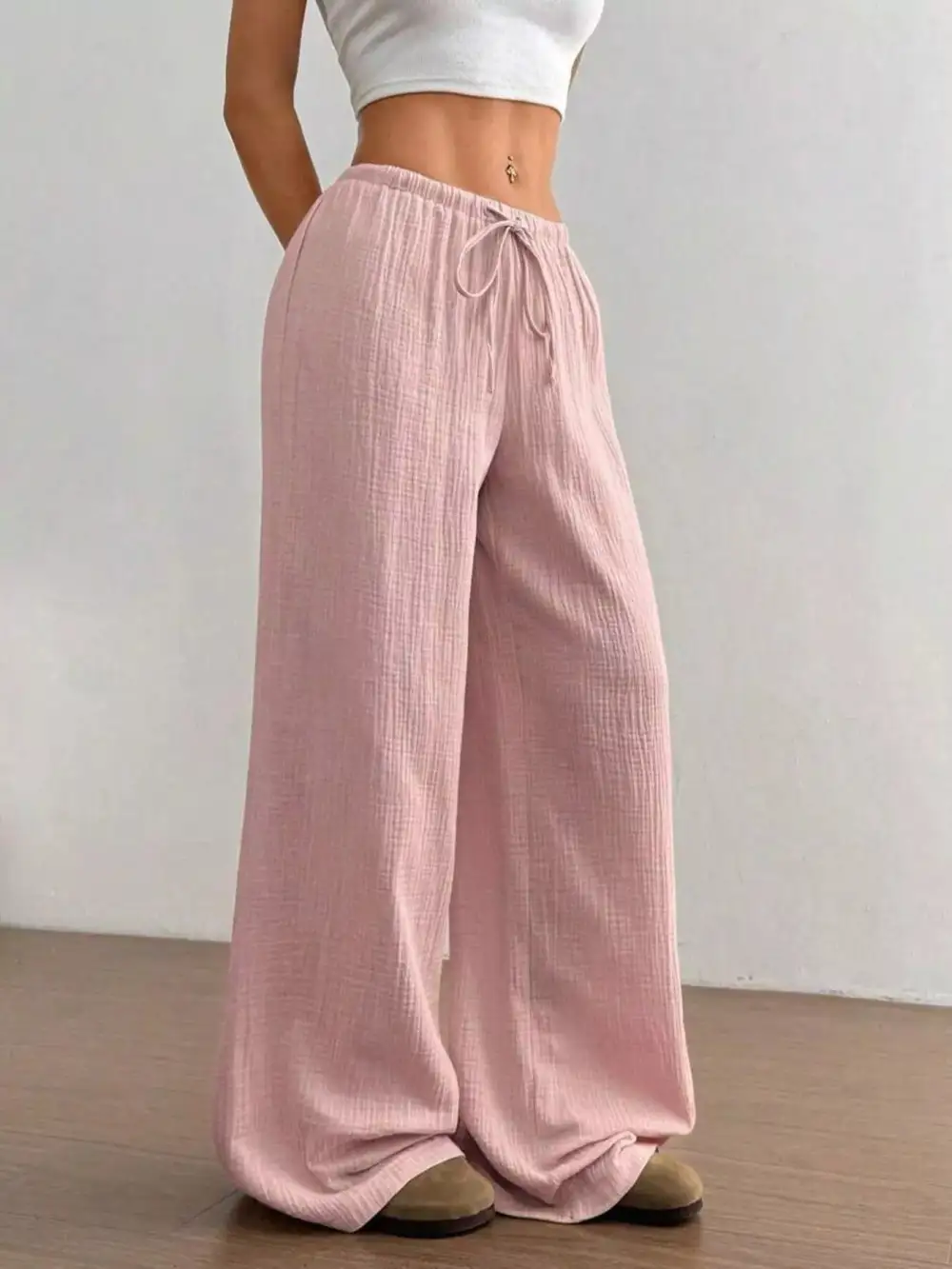 Full Size Drawstring Wide Leg Pants