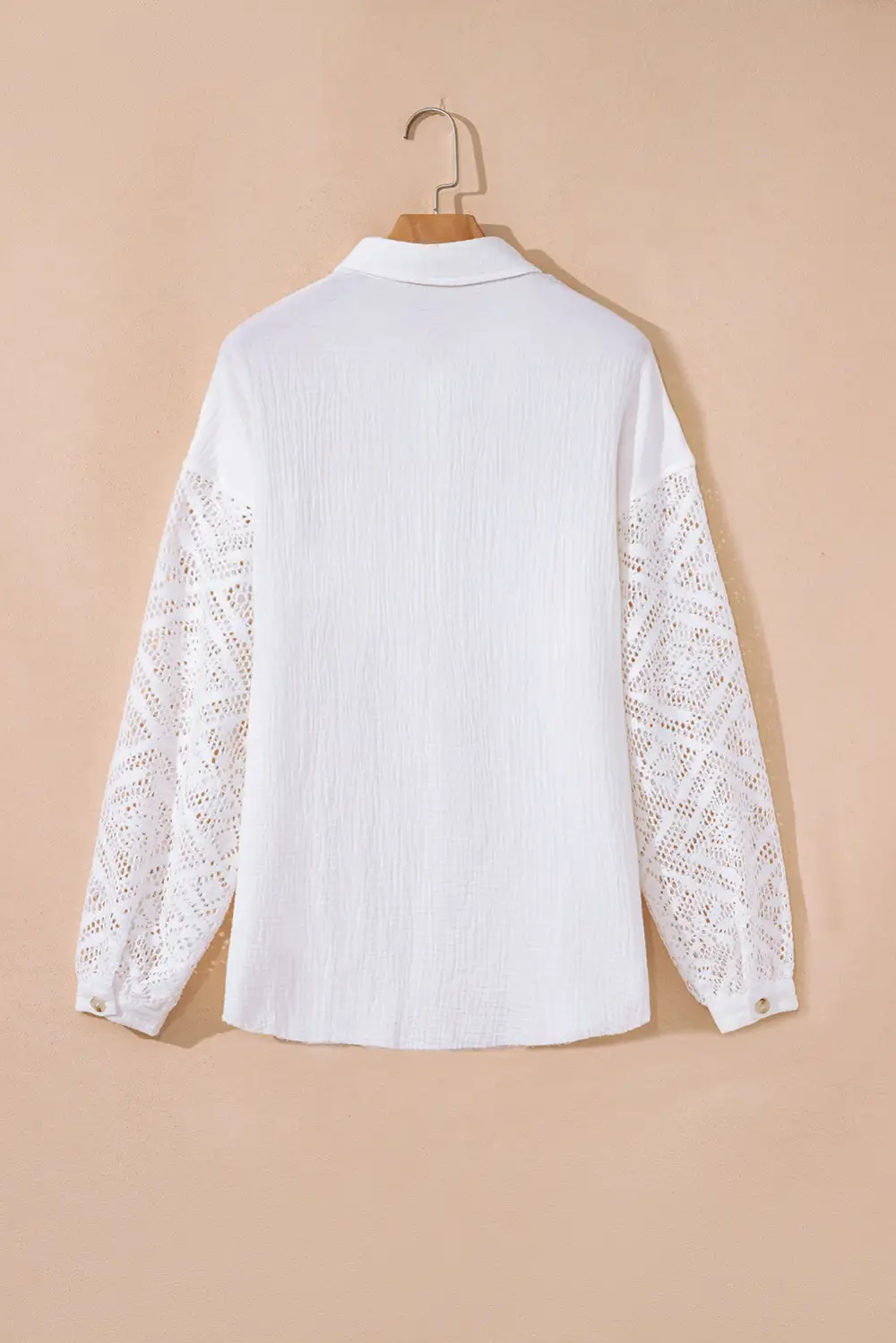 Lace Trim Patchwork Long Sleeve Shirt Blouse