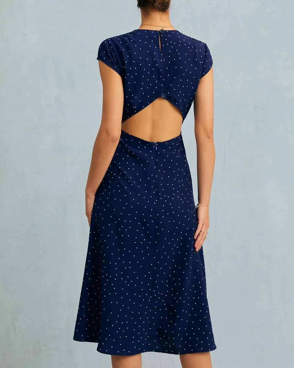 Crew Neck Navy Blue Dress