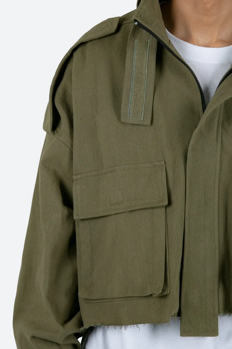 ARMY GREEN CROP STYLE MILITARY JACKET