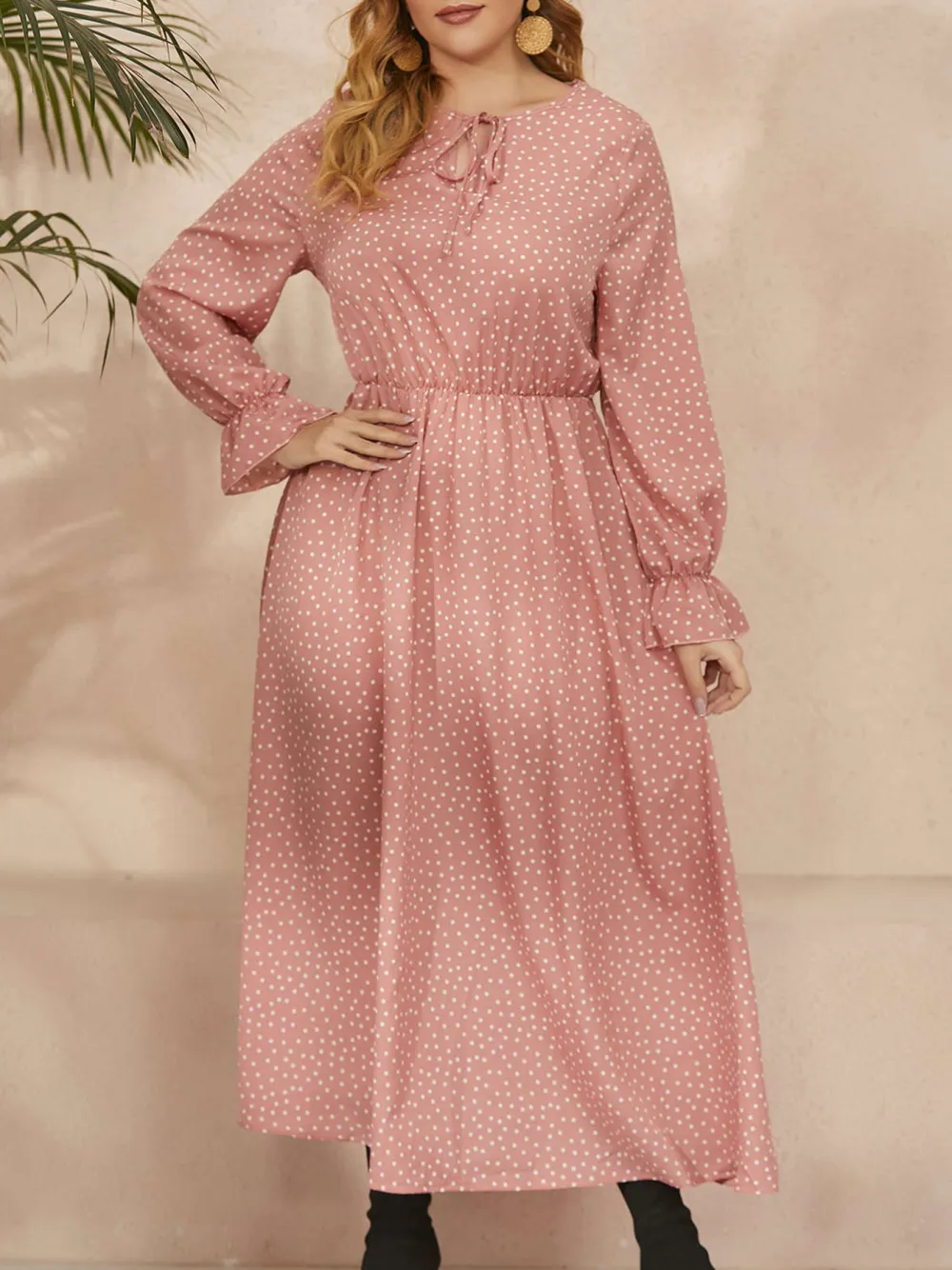 Polka Dot Loose Long Sleeve Dress