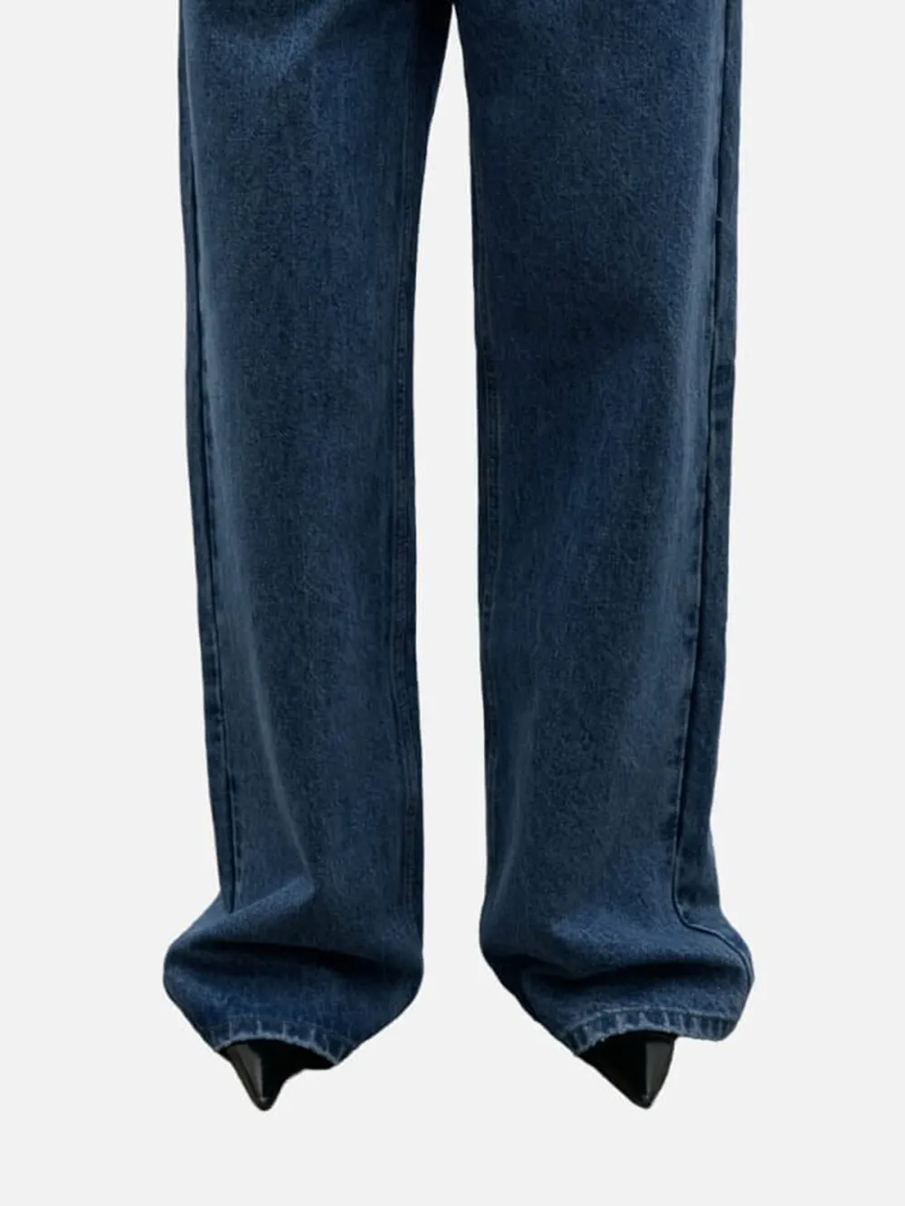 Button Mid-Rise Loose Jeans
