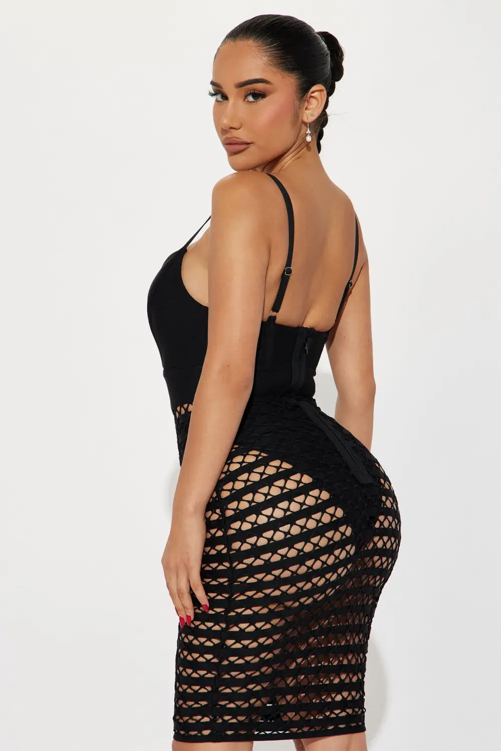 Naya Crochet Mini Dress - Black