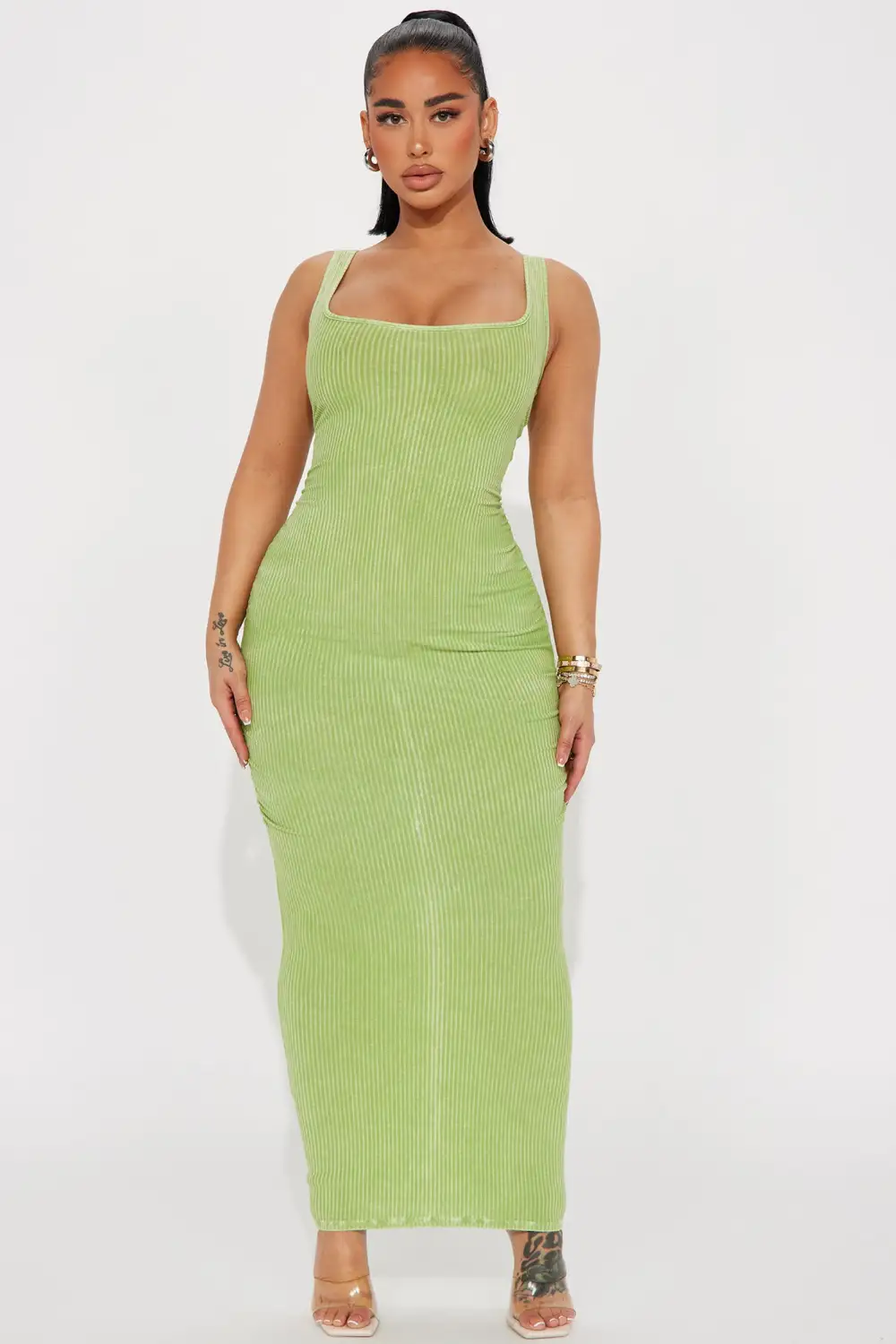 Your Motivation Ribbed Maxi Dress - Lime