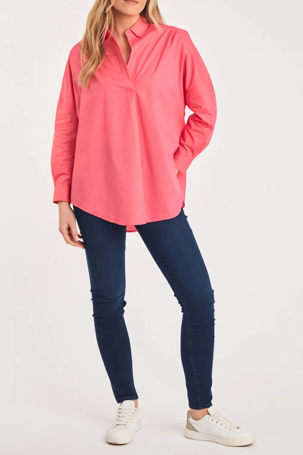 Cotton Loose Ladies Solid Color Casual Shirt