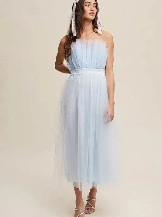 Life's a Dance Paper Bag Frill Tulle Midi Dress