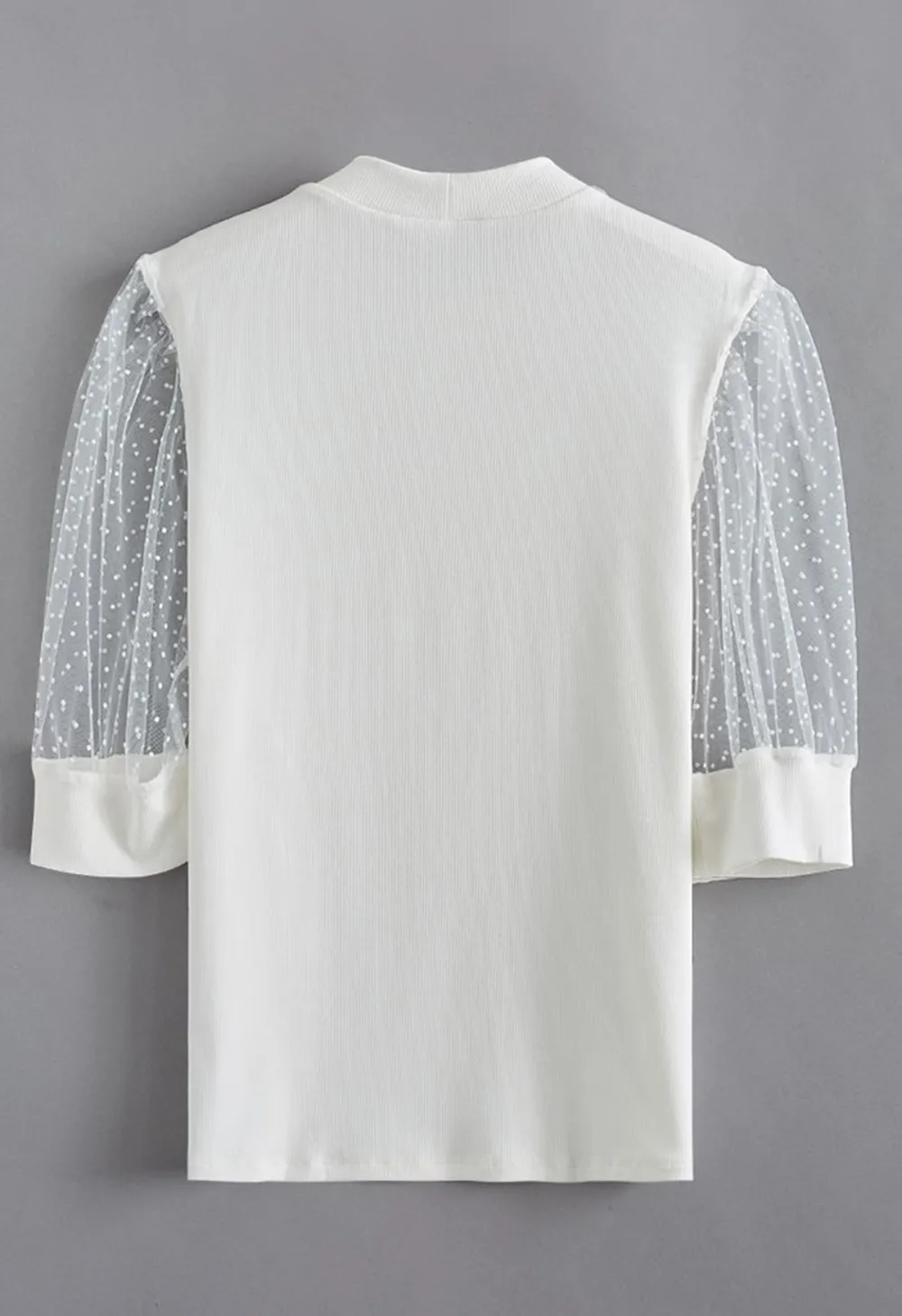 LOCK DOTS ELBOW SLEEVES RIBBED TOP IN WHITE