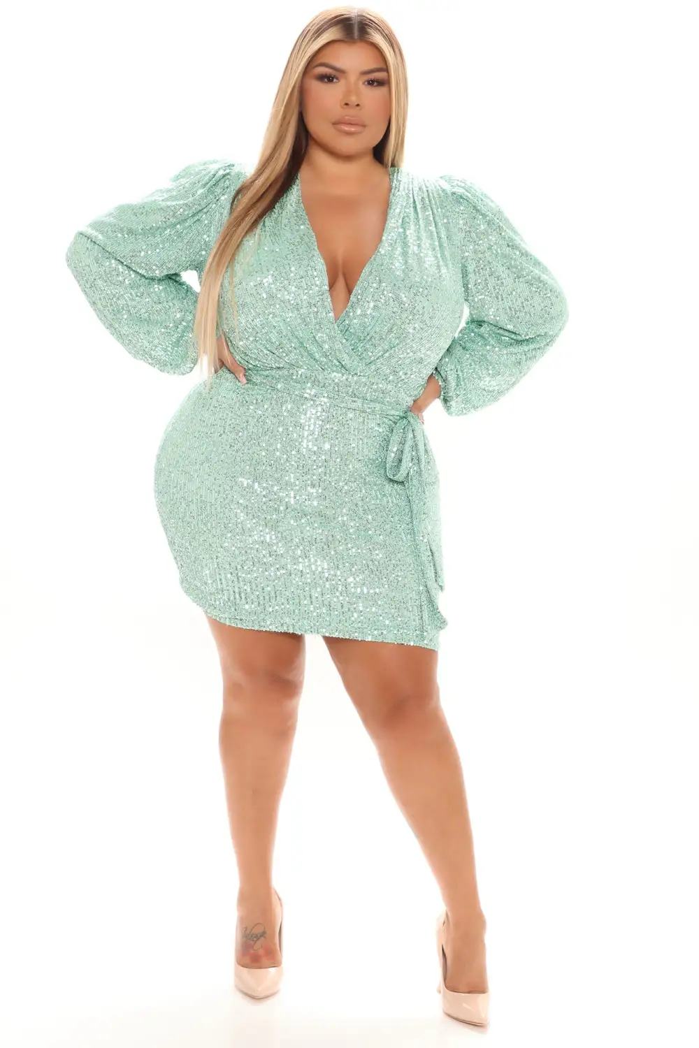 Seeing The Stars Sequin Mini Dress - Mint