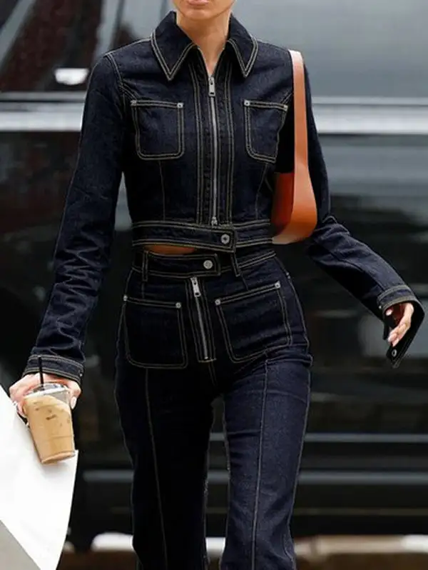 Denim Zip Front Jacket