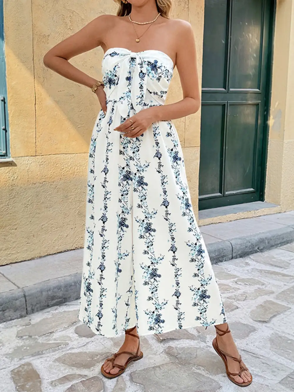 Easygoing Wide Leg Strapless Jumpsuit