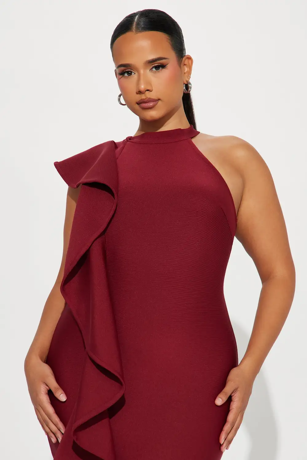 Raylin Bandage Midi Dress - Burgundy
