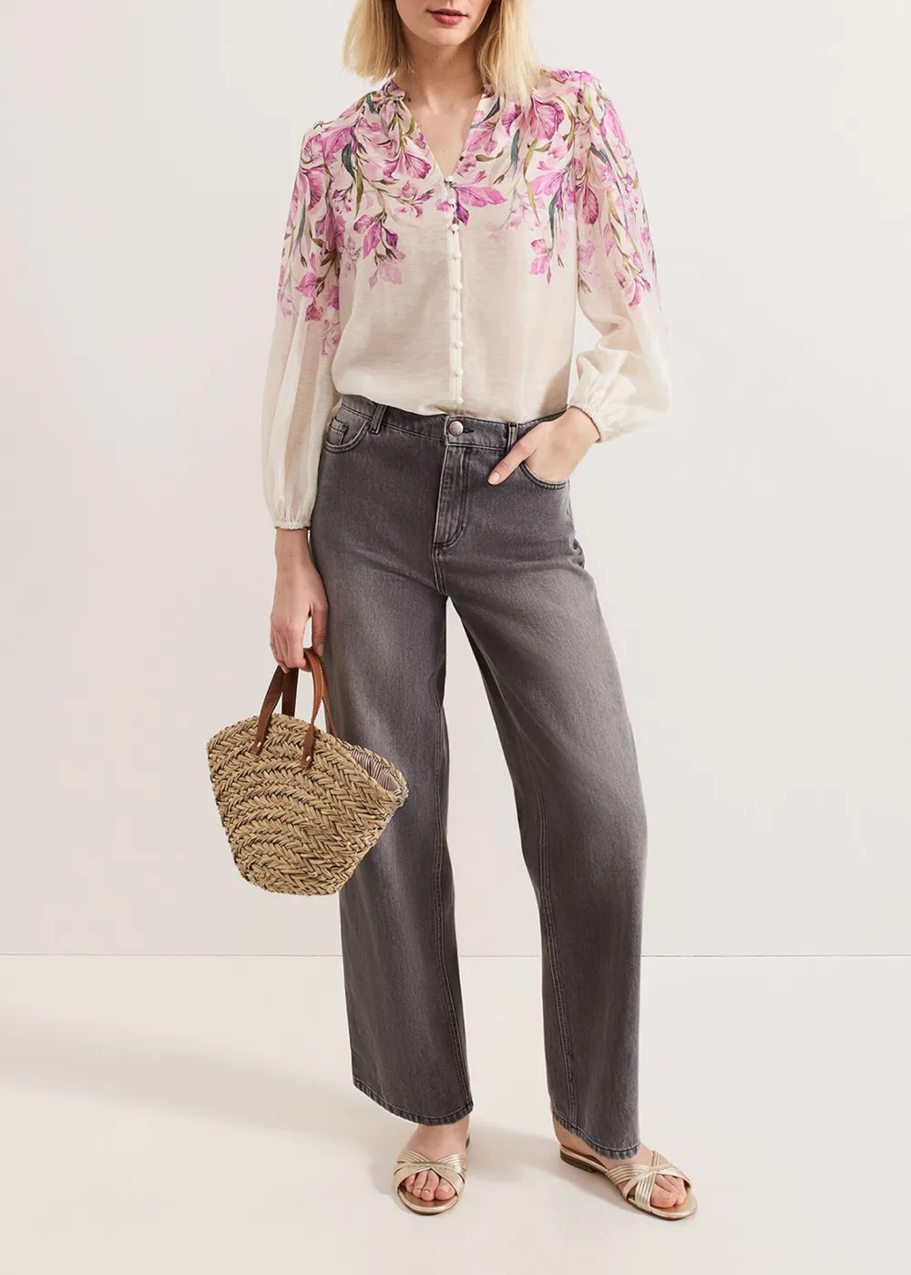 Skin-Friendly Breathable Linen Pink Printed Ladies Shirt