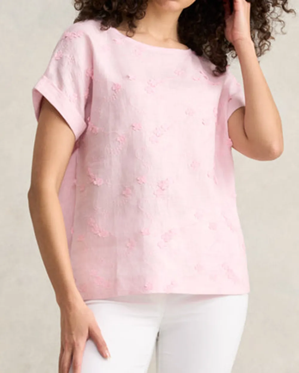 Mixed Linen Floral T-Shirt