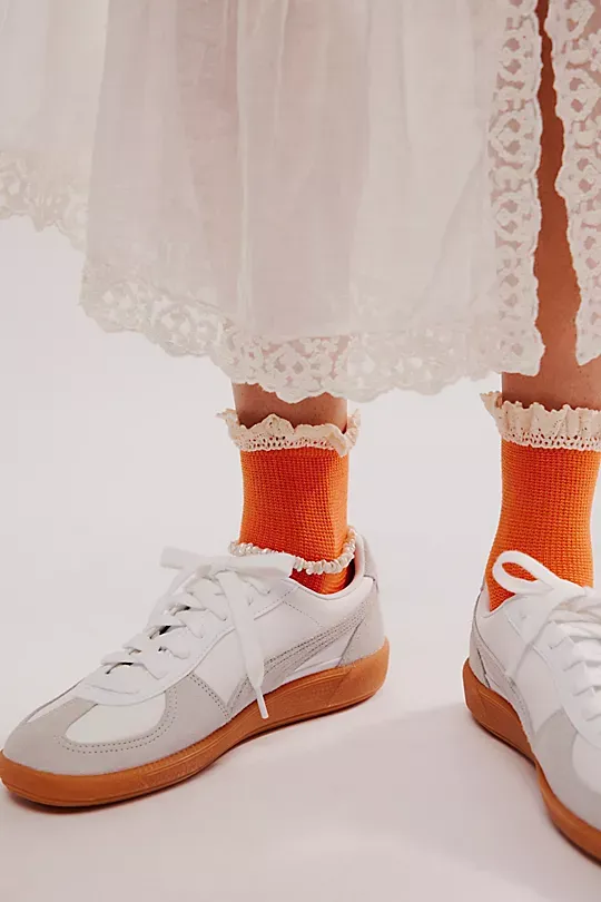 Waffle Lace Knit Socks