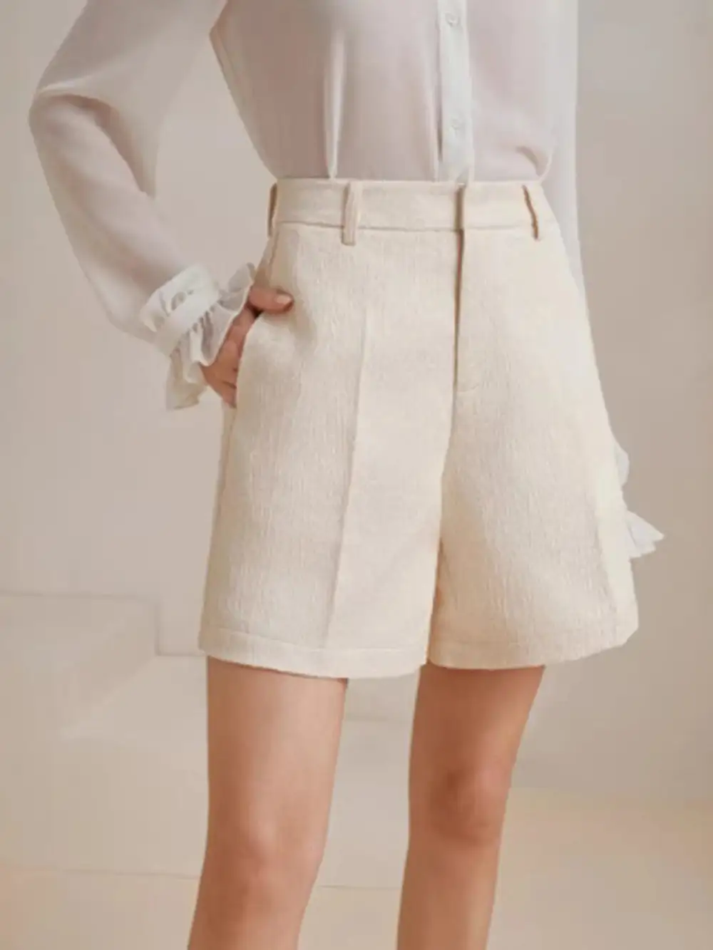 High Waist Textured Shorts