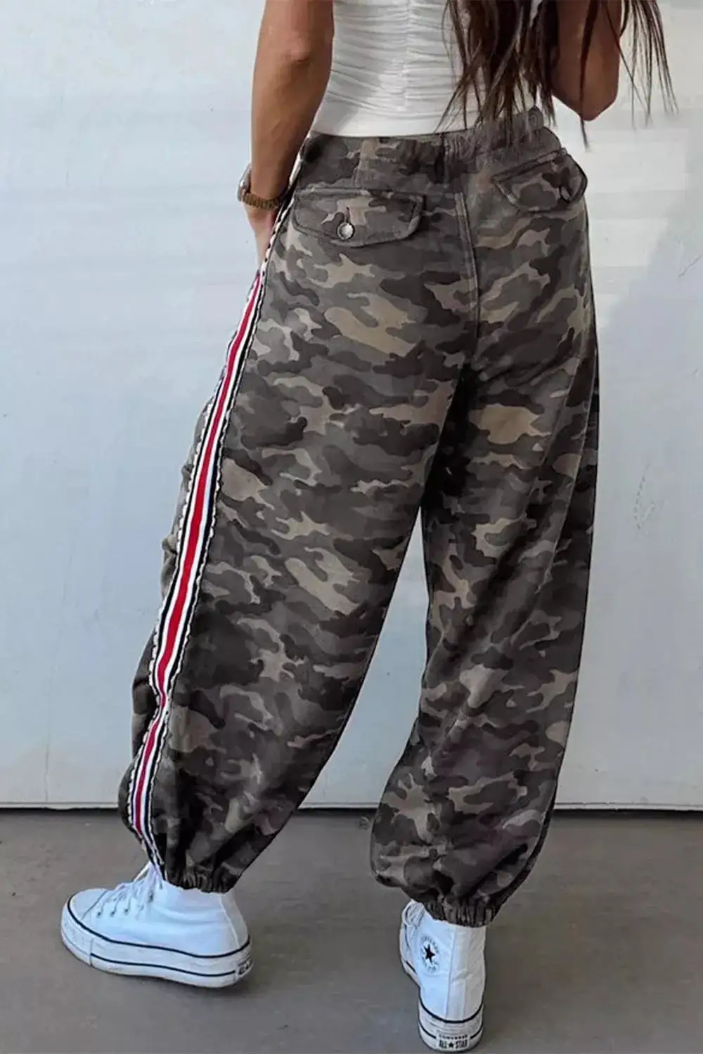 Camo Print Drawstring Waist Joggers Pants