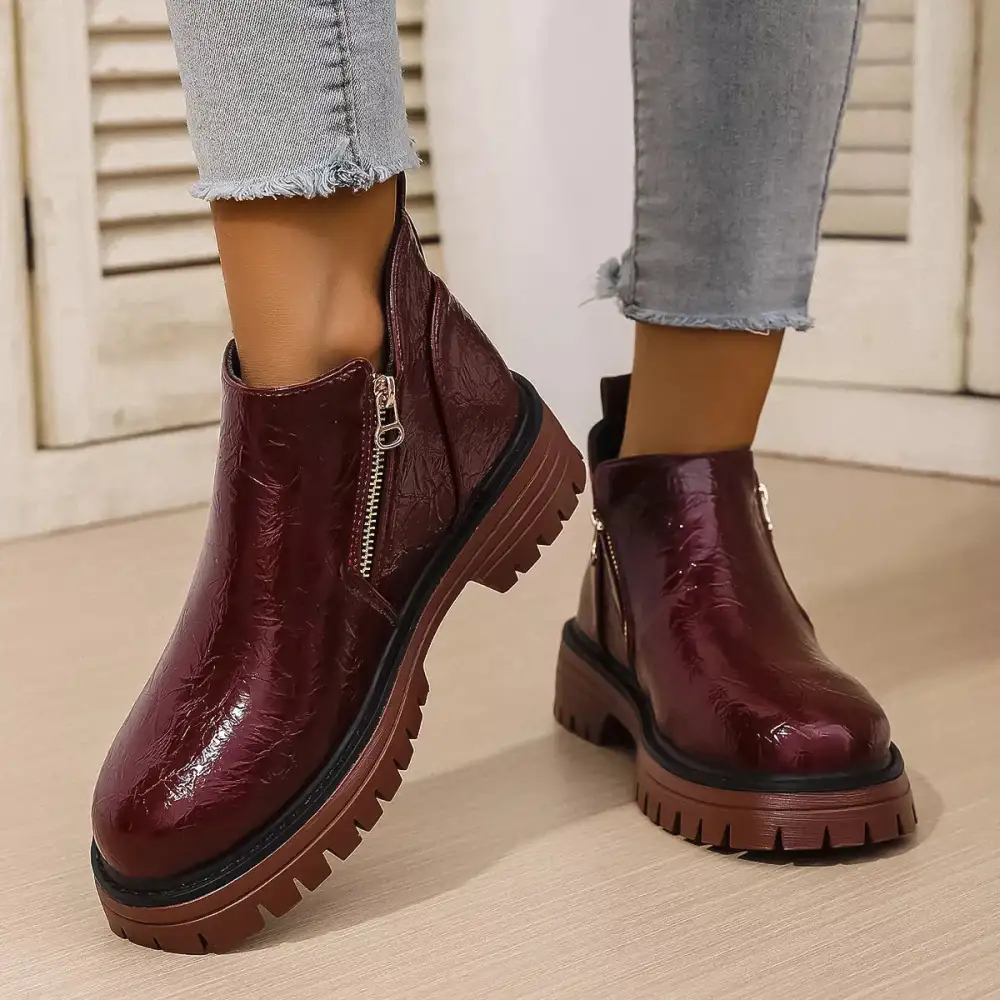 Round Toe Block Heels Boots
