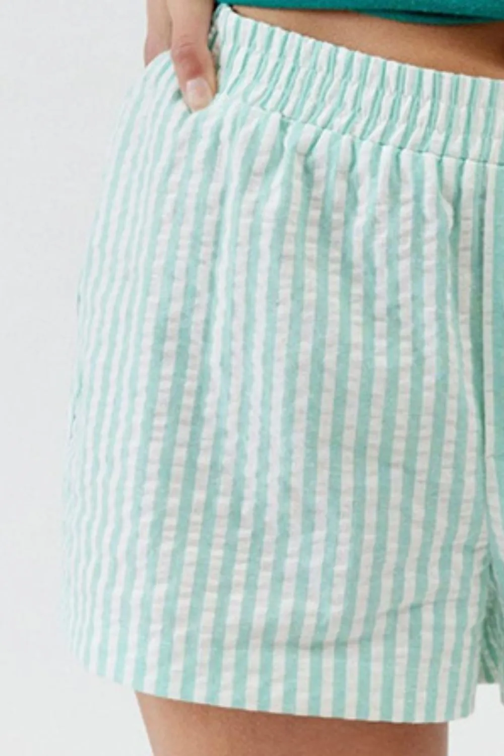 Easygoing Striped Elastic Waist Shorts