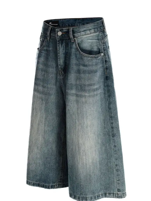 Classic Wide Leg Cotton Blend Casual Shorts