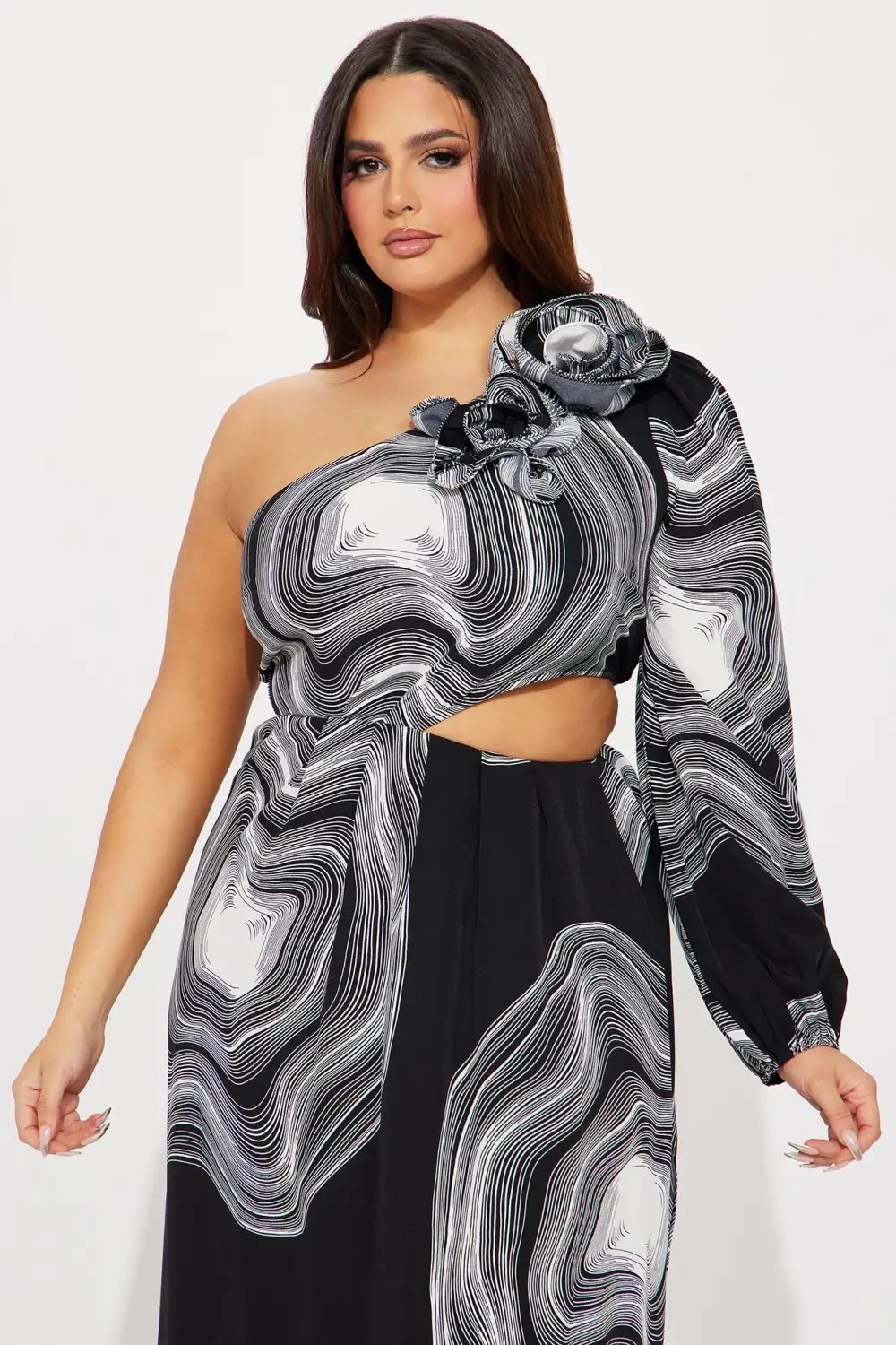 Bowie Printed Maxi Dress - Black/White