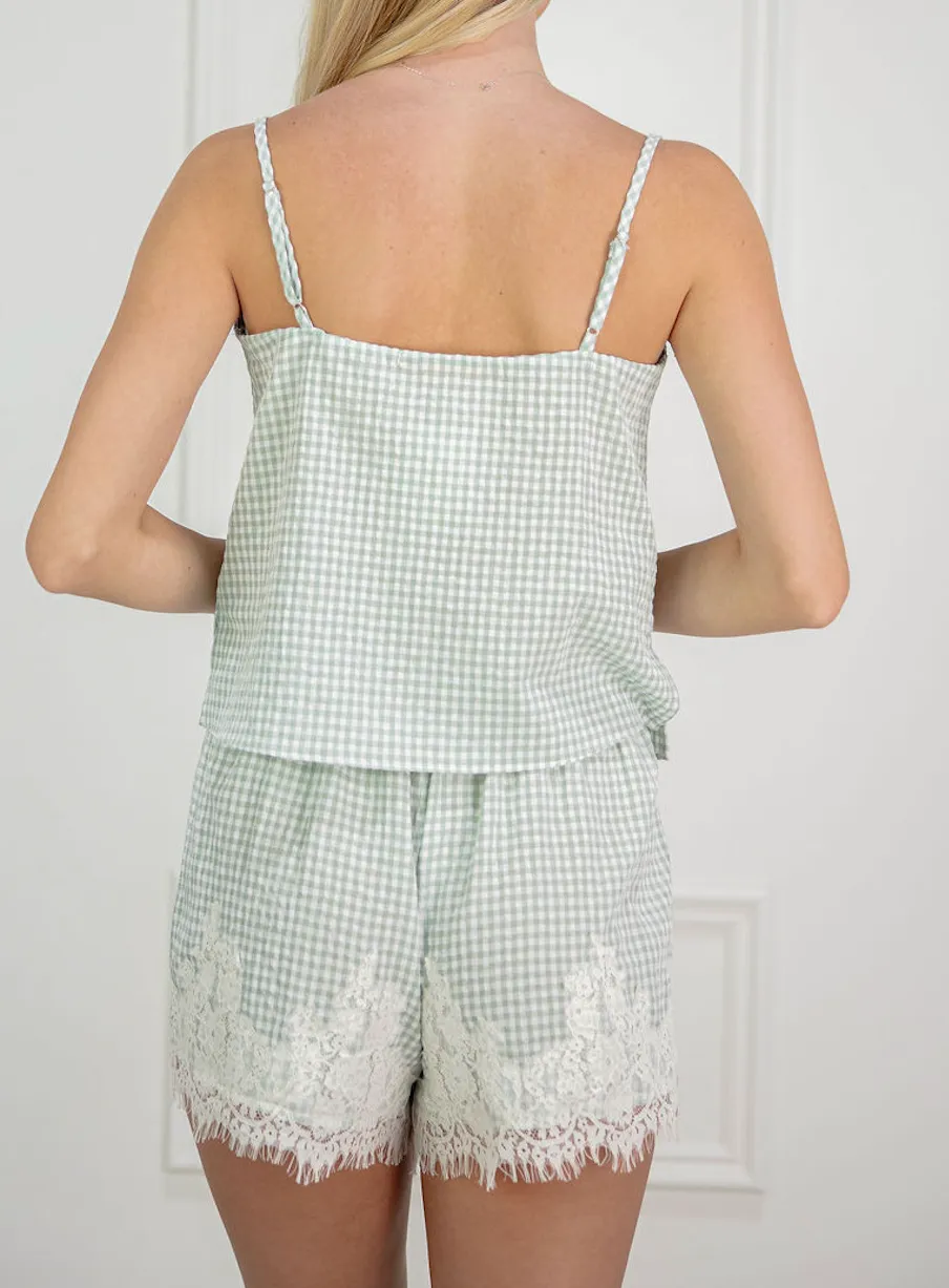 Chic Seersucker Lace Detail Set