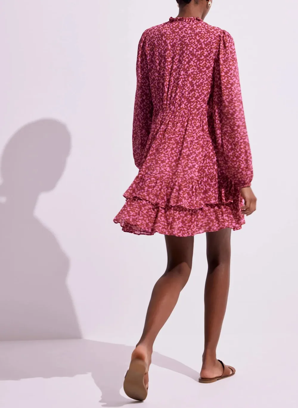 Casual Style Pink Floral Print Mini Dress