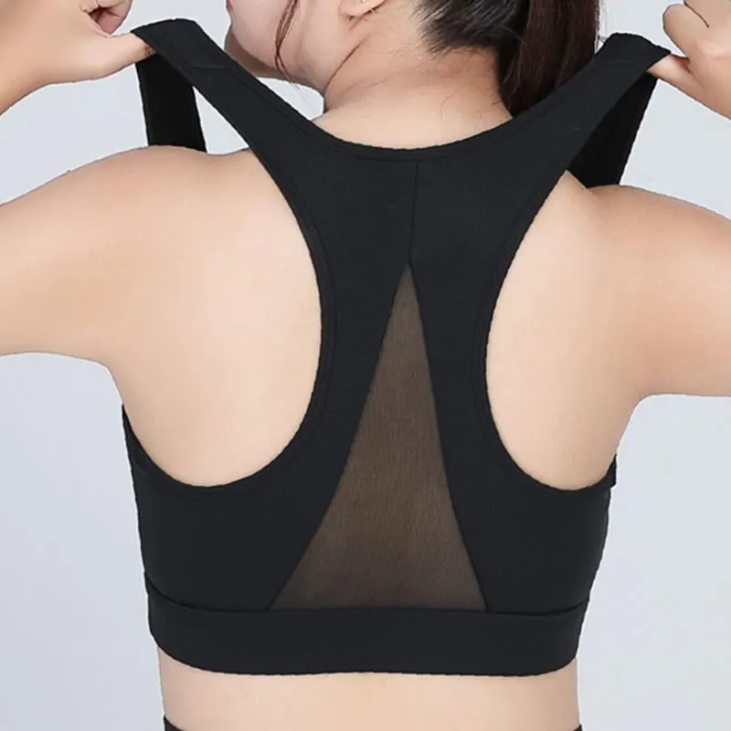 Zipper Front Closure Sports Wireless Bra Yoga Bra