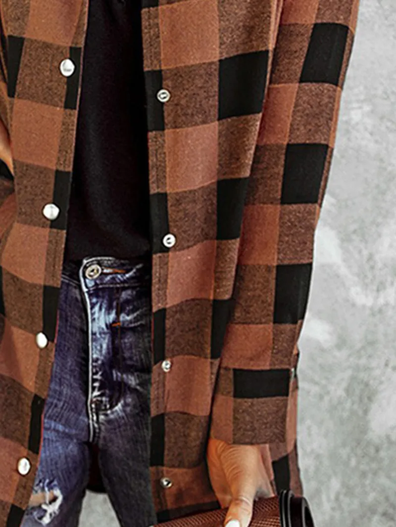 Casual retro contrast plaid jacket