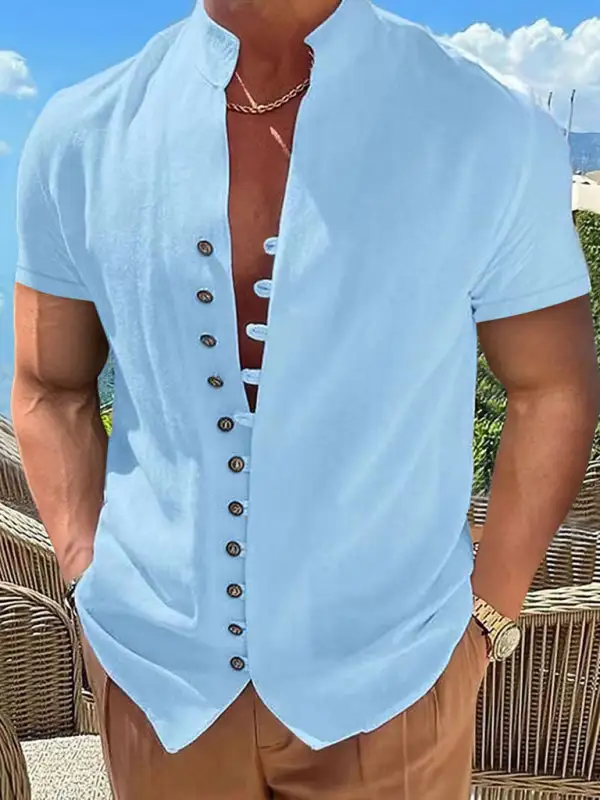 Collared Short Sleeve Button Front Shirt