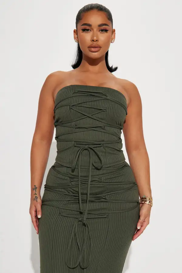 Mayra Midi Skirt Set  - Olive