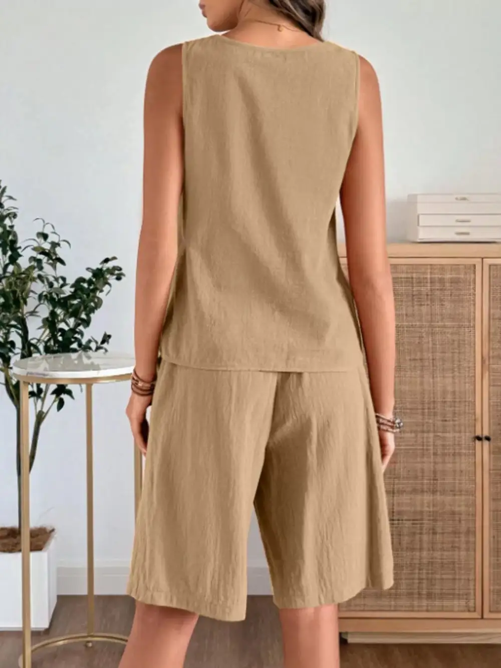 Round Neck Tank and Shorts Set