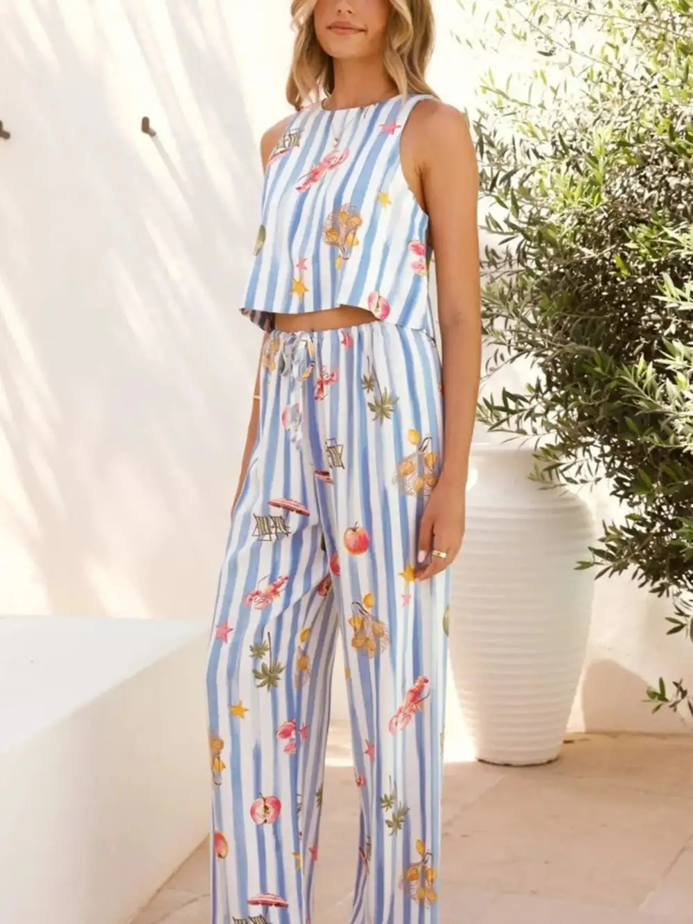 Striped Printed Jumpsuit